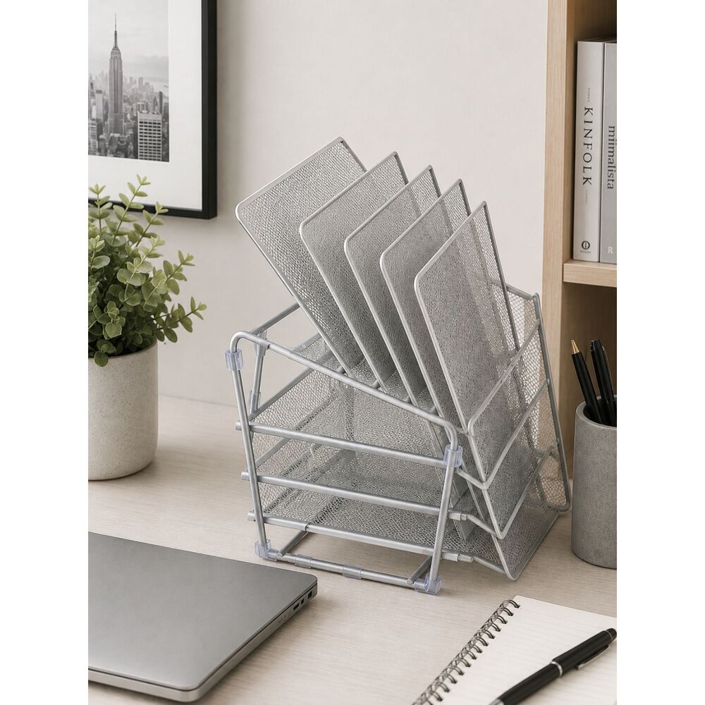 All-in-one Wire Mesh 8 Compartment File Storage